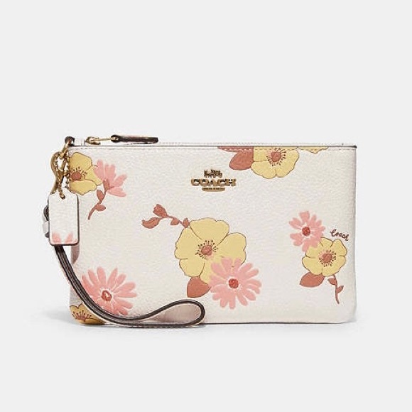 Coach White's Corner Zip Wristlet With Floral Cluster Print - Picture 1 of 15